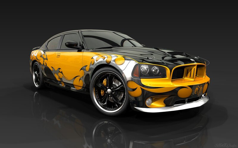 Custom Yellow and Black Car — Dramatic