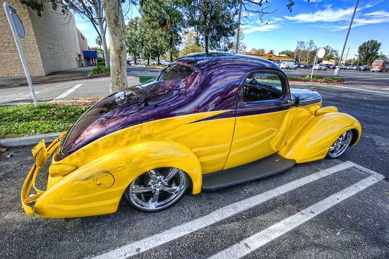 Custom Yellow and Purple Car