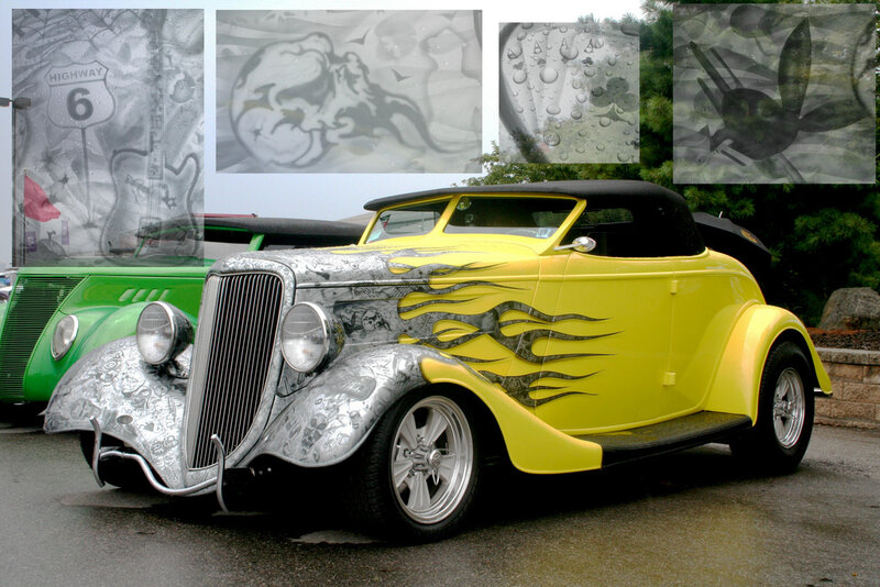 Custom yellow and silver hot rod