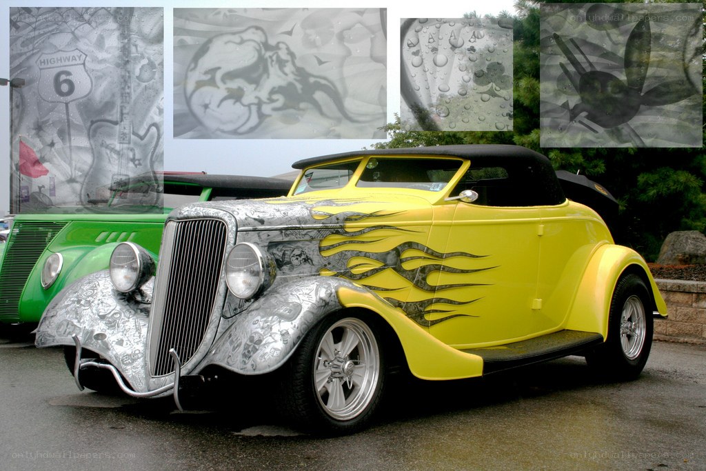 Custom yellow and silver hot rod
