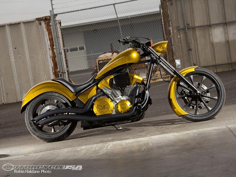Custom Yellow Chopper Motorcycle — Industrial