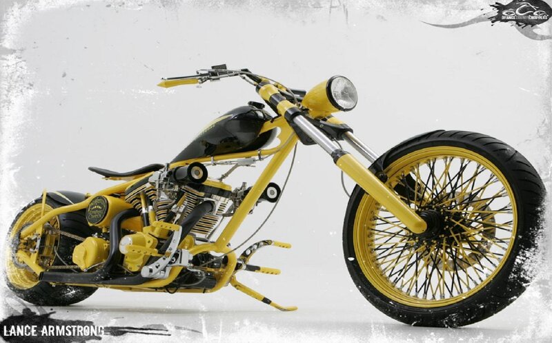 Custom Yellow Chopper Motorcycle — Neutral