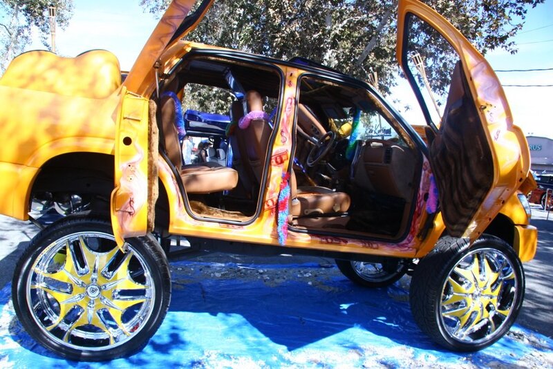 Custom yellow lifted truck