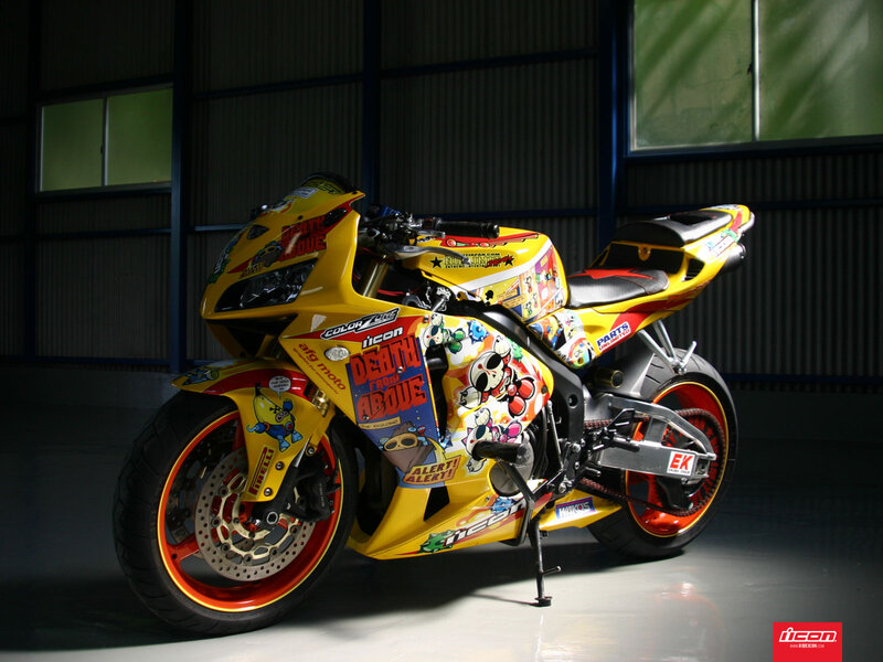 Custom Yellow Motorcycle — Dramatic, Photograph