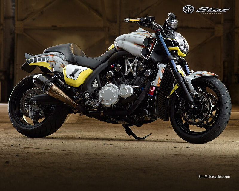 Custom Yellow Motorcycle — Dramatic