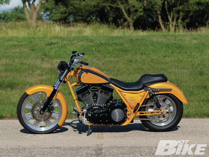 Custom Yellow Motorcycle — Serene, Afternoon