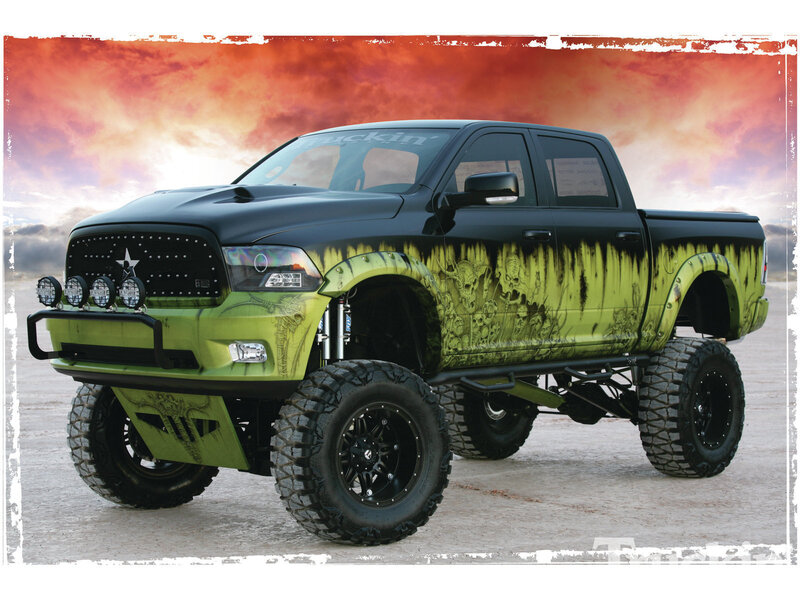 Customized Black and Green Truck