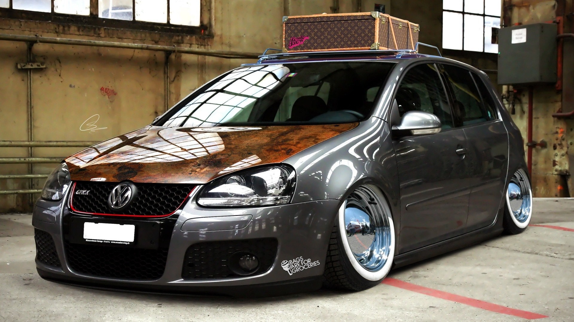 customized grey volkswagen golf