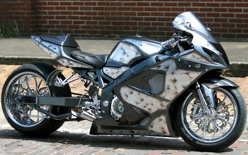 Customized Sport Motorcycle — Black, Neutral