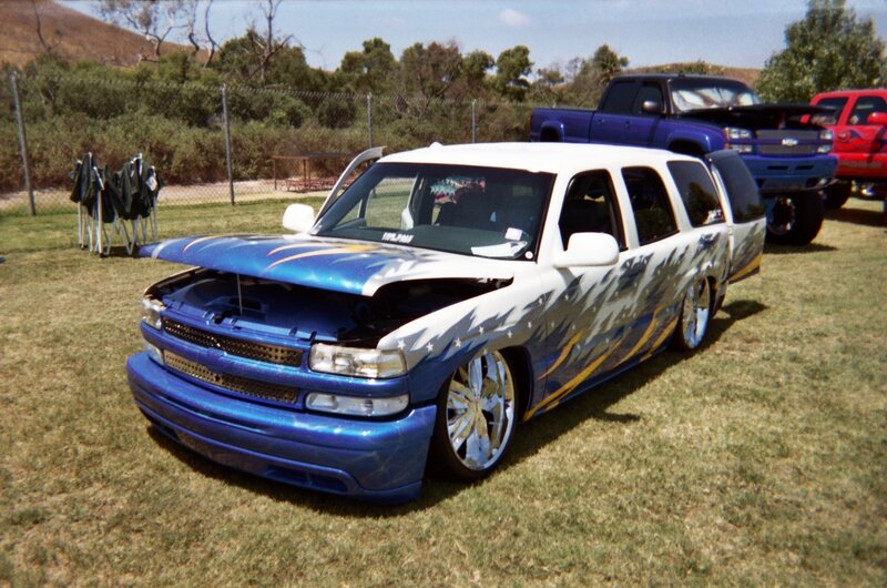 Customized White and Blue Truck