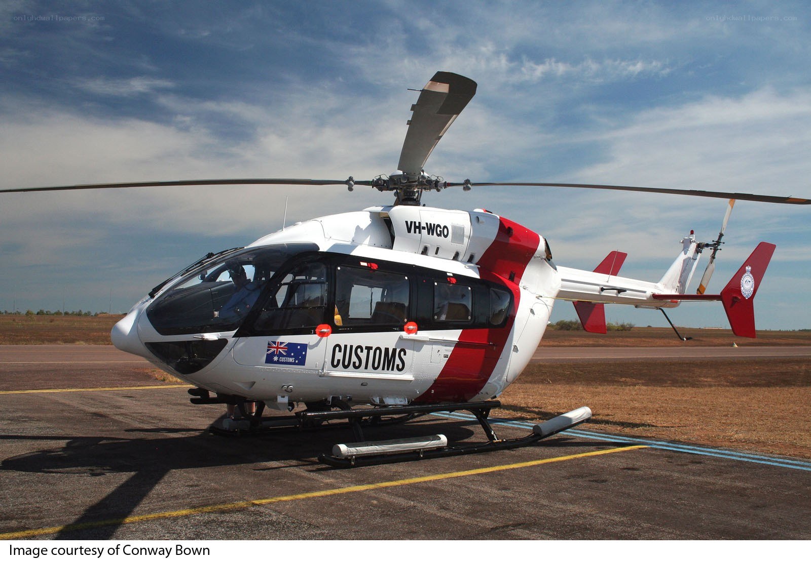 Customs helicopter on tarmac