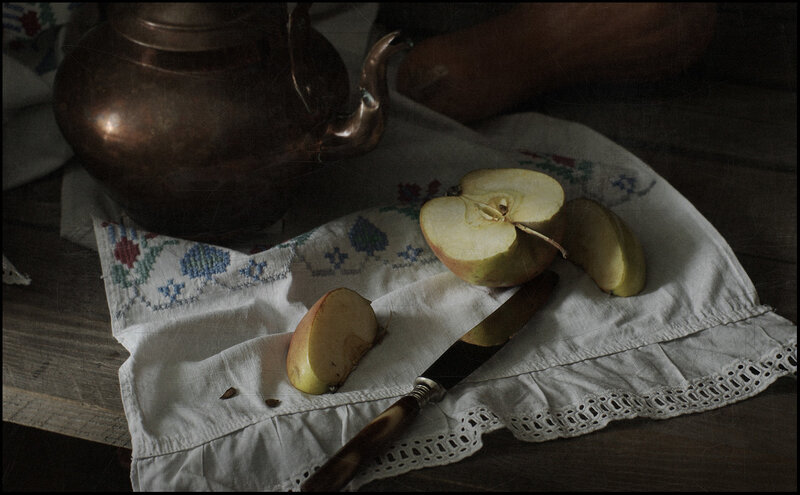 Cut Apple and Teapot