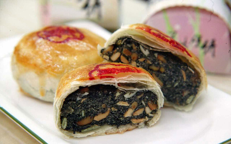 Cut Mooncake on Plate