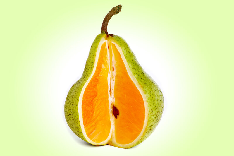 Cut Pear with Orange Interior