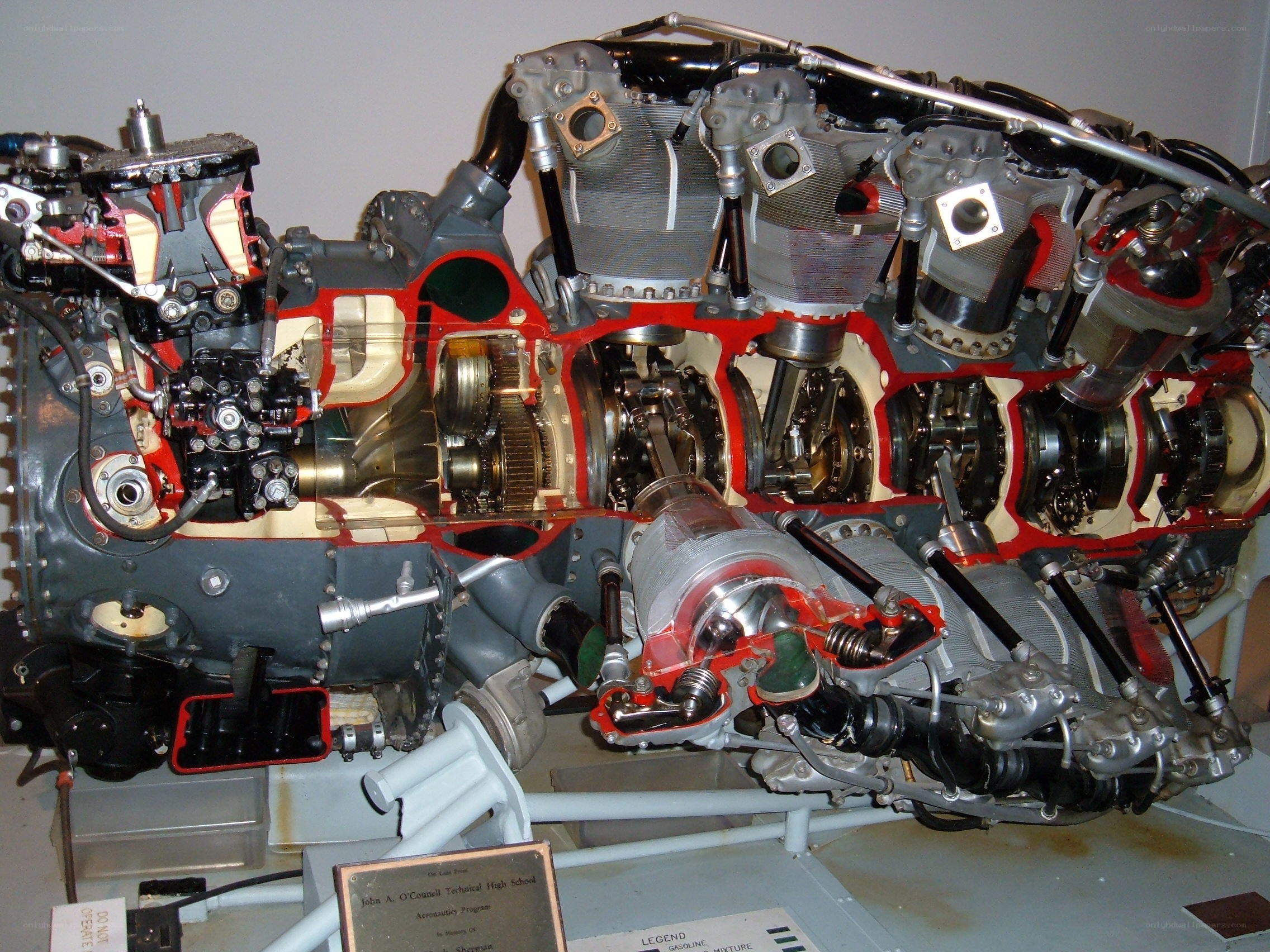 Cutaway aircraft engine display