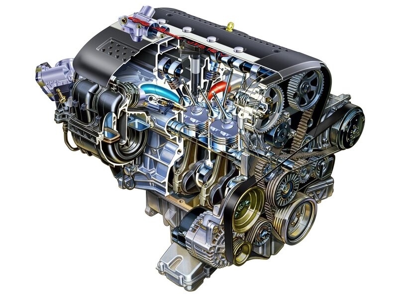 Cutaway Engine View — Silver, Technical