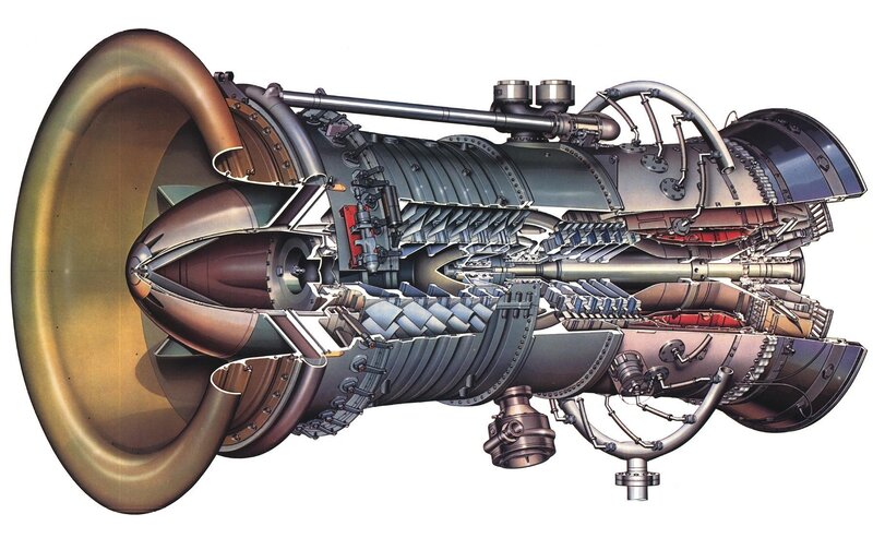 Cutaway Jet Engine — Gray