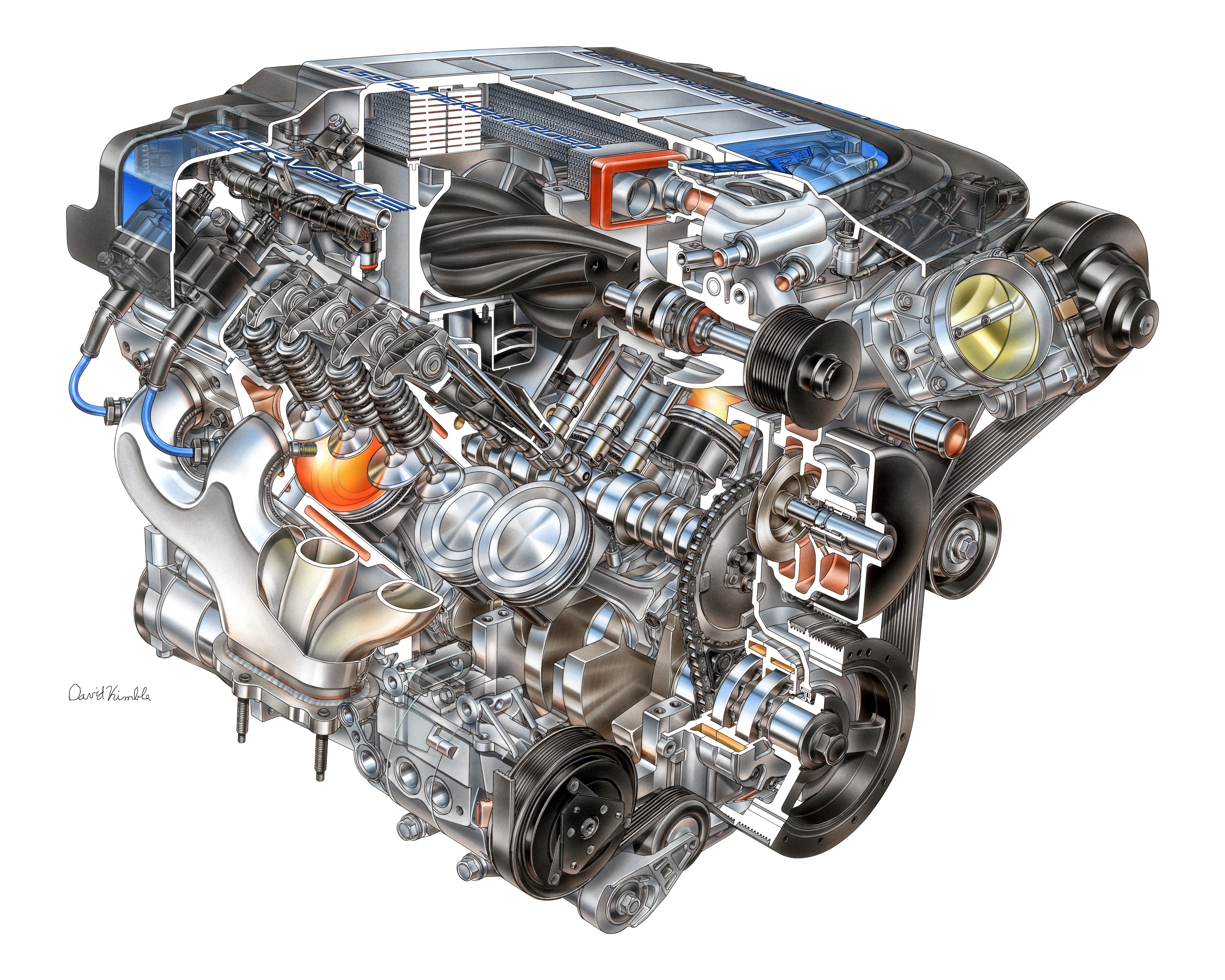 Cutaway of a car engine