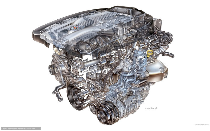 Cutaway of a car engine