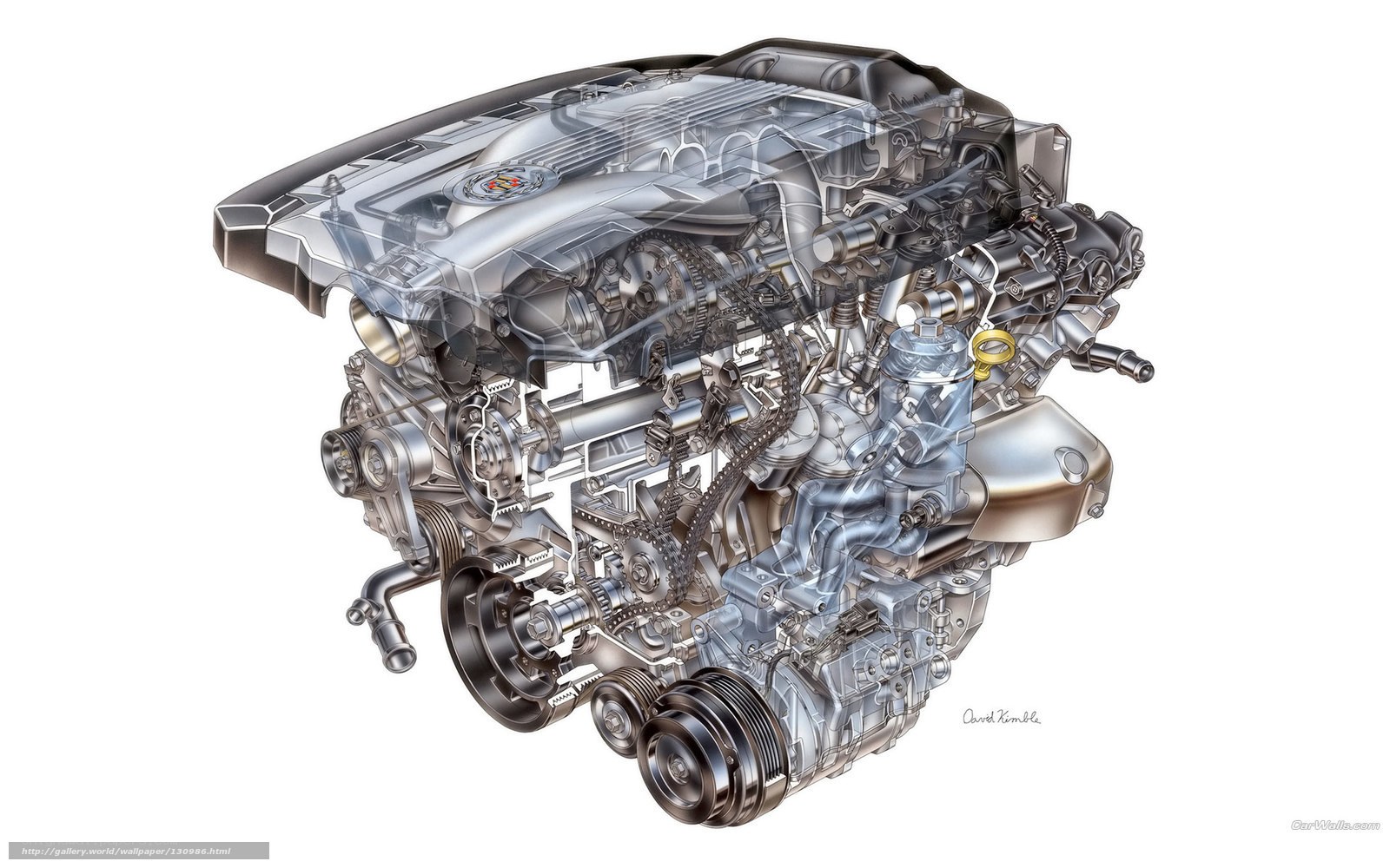 Cutaway of a car engine