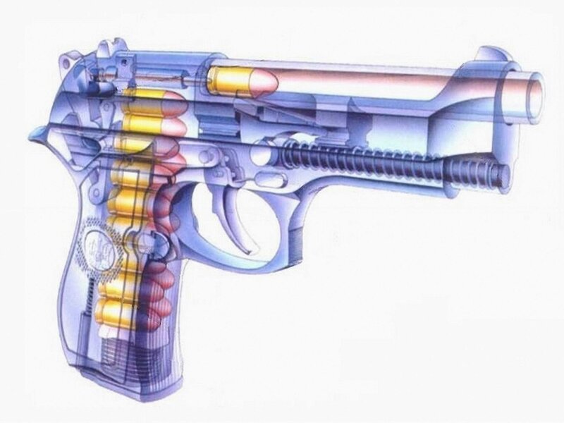 Cutaway of a pistol