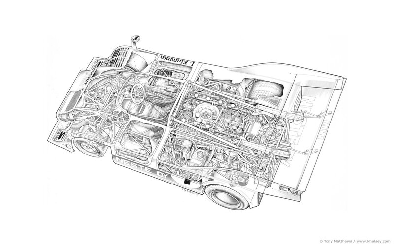 Cutaway of a race car