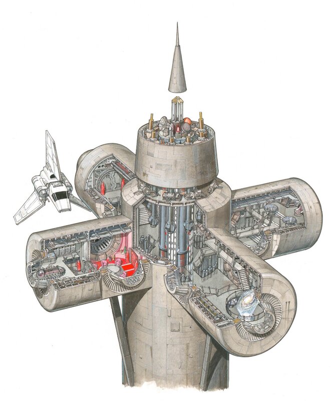 Cutaway of a space station