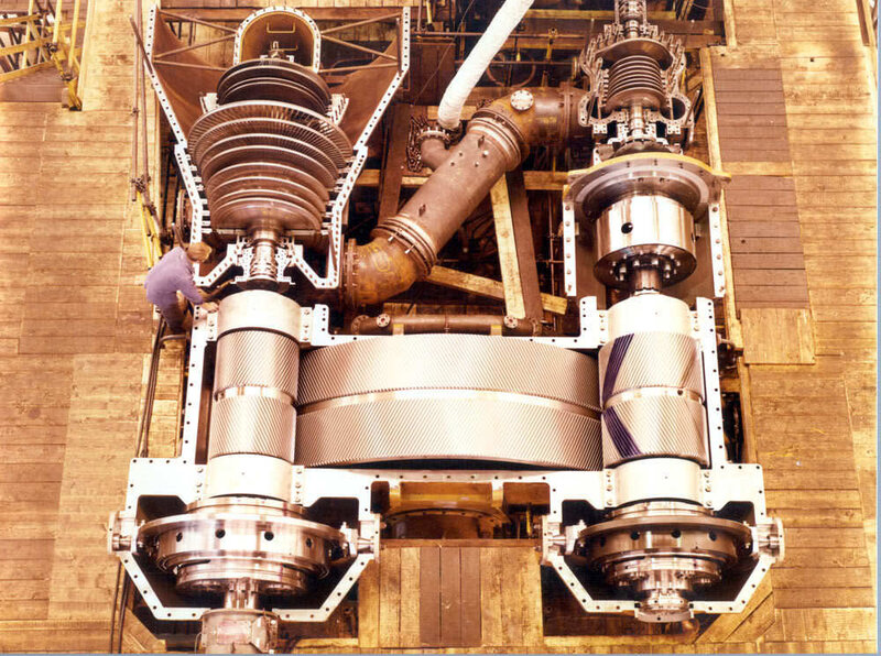 Cutaway of a steam turbine