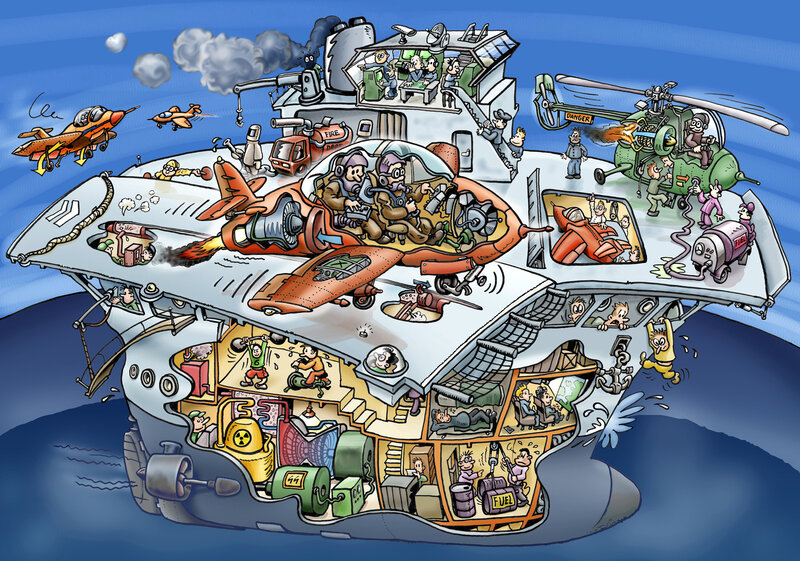 Cutaway of aircraft carrier
