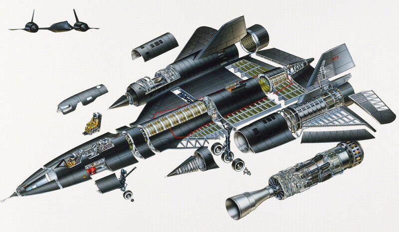 Cutaway of Black Jet Aircraft