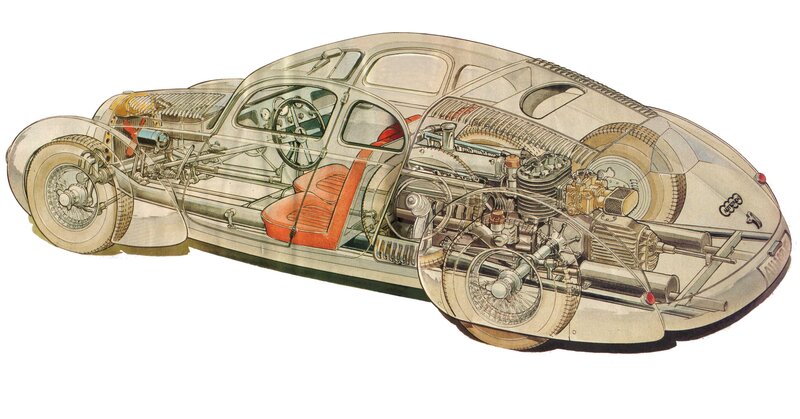 Cutaway of classic car