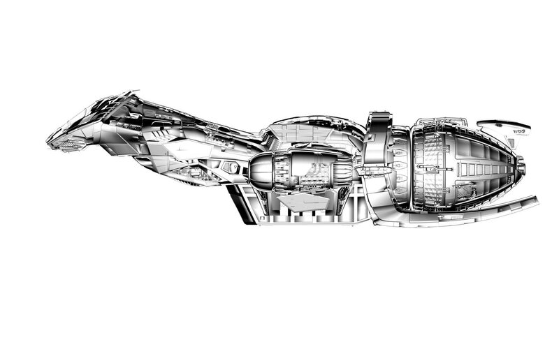 cutaway of futuristic spaceship