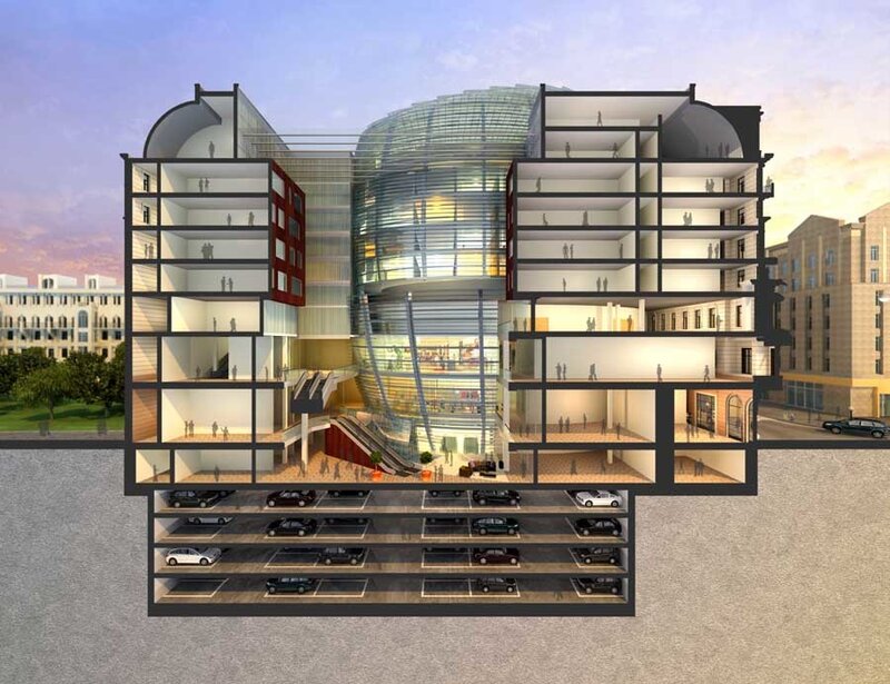Cutaway of modern building design