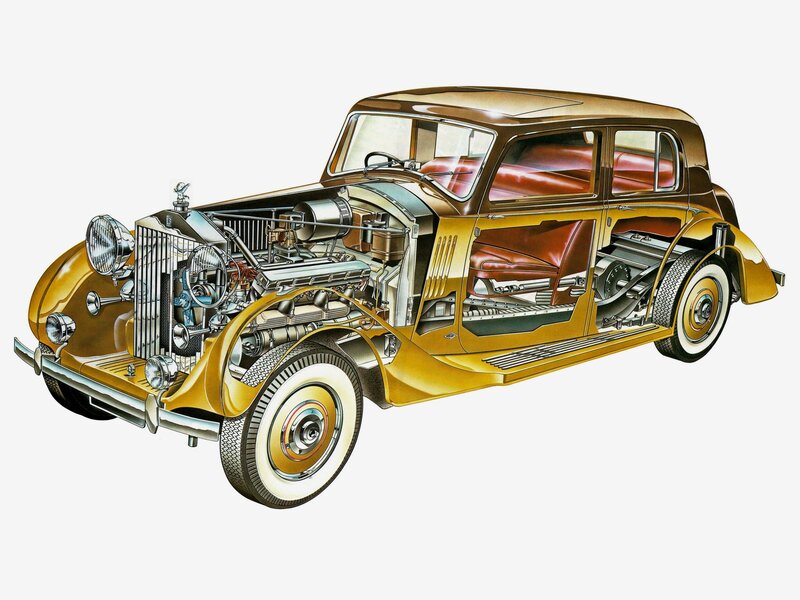 Cutaway of vintage car