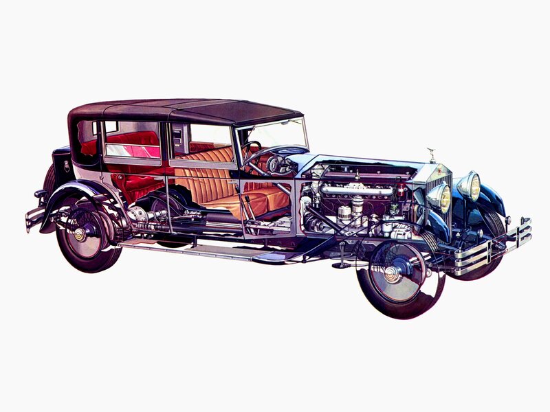 Cutaway of vintage Rolls-Royce