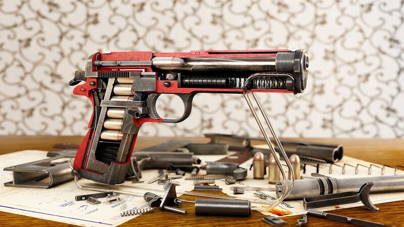Cutaway Pistol Model — Red