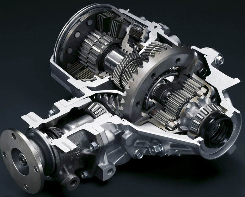 Cutaway view of a car differential
