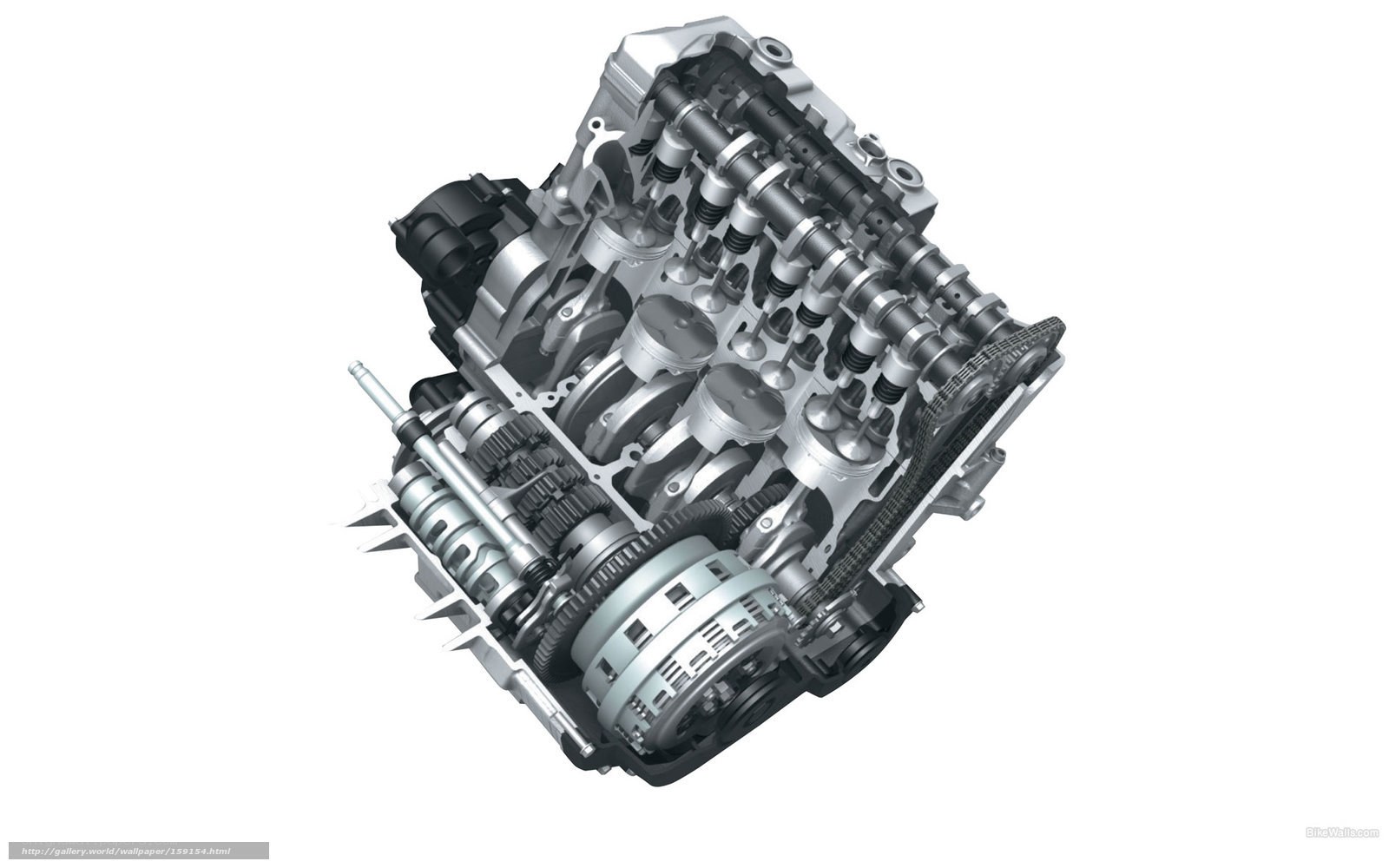 Cutaway view of a car engine