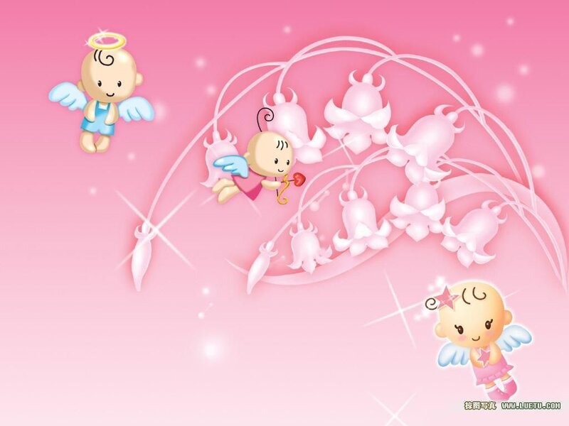 cute angels with flowers