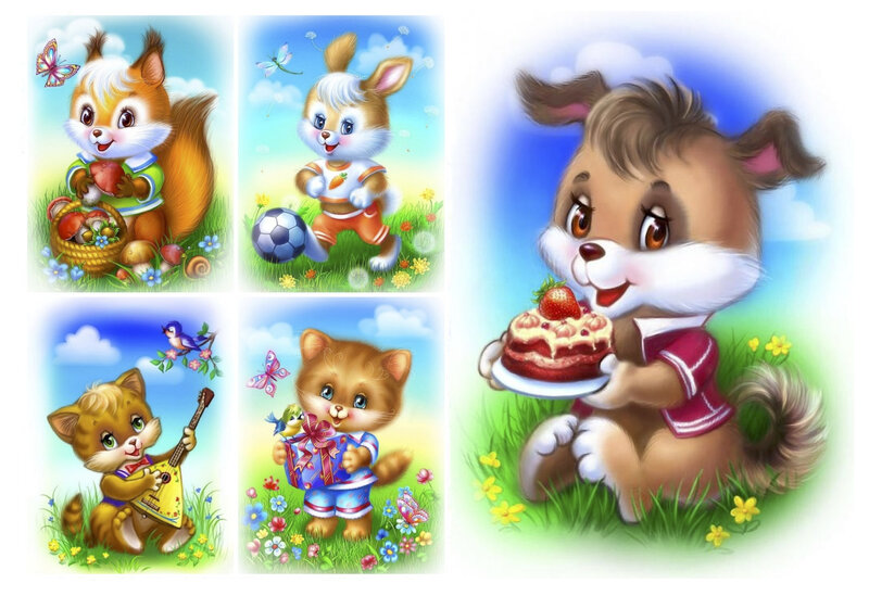 Cute Animal Characters — Green