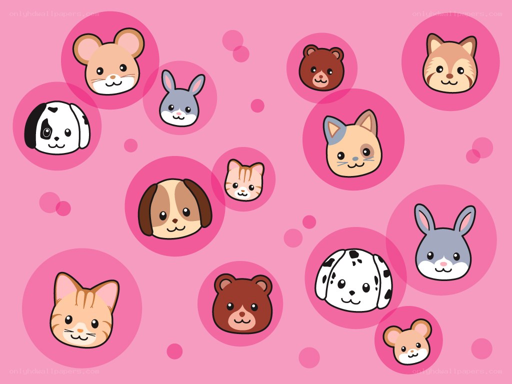 cute animal heads on pink