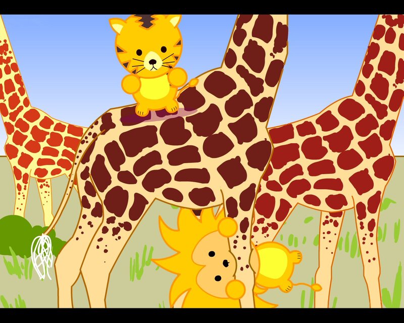 cute animals on giraffe
