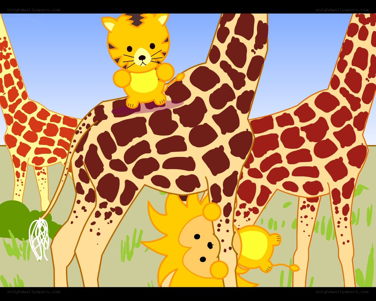 cute animals on giraffe