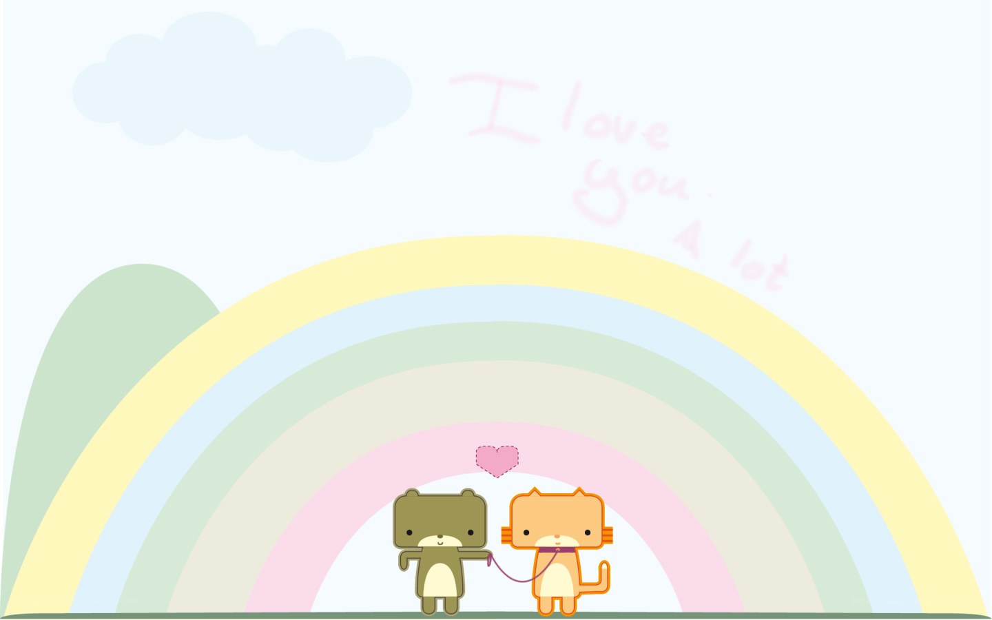 cute animals under rainbow