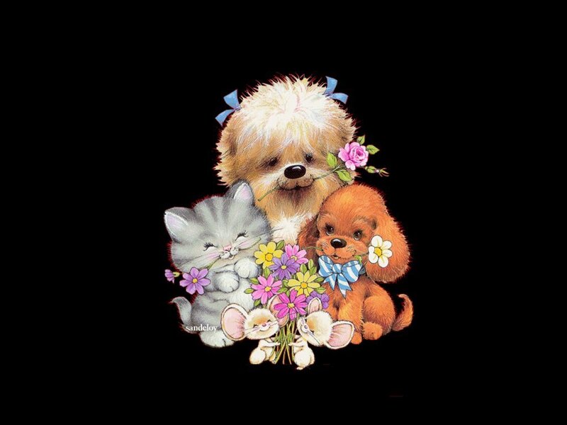 Cute Animals with Flowers