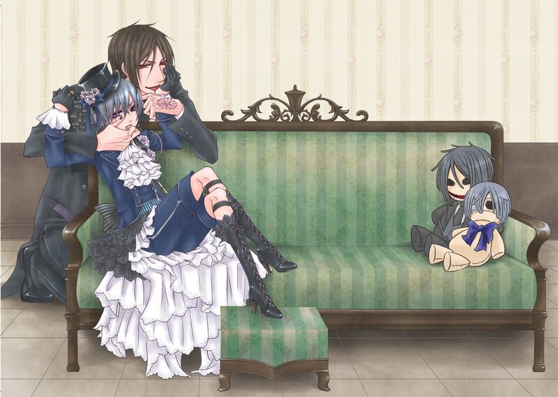 Cute anime characters on a sofa