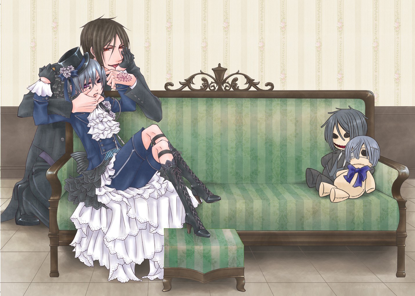 Cute anime characters on a sofa