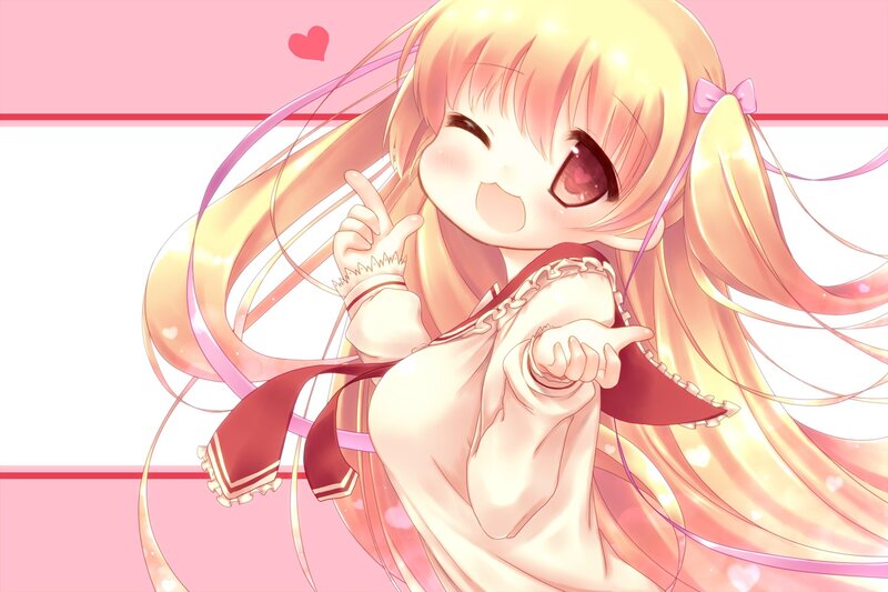 cute anime girl with hearts