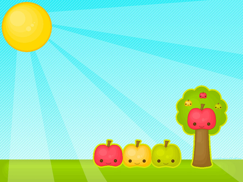 cute apples in sunny orchard
