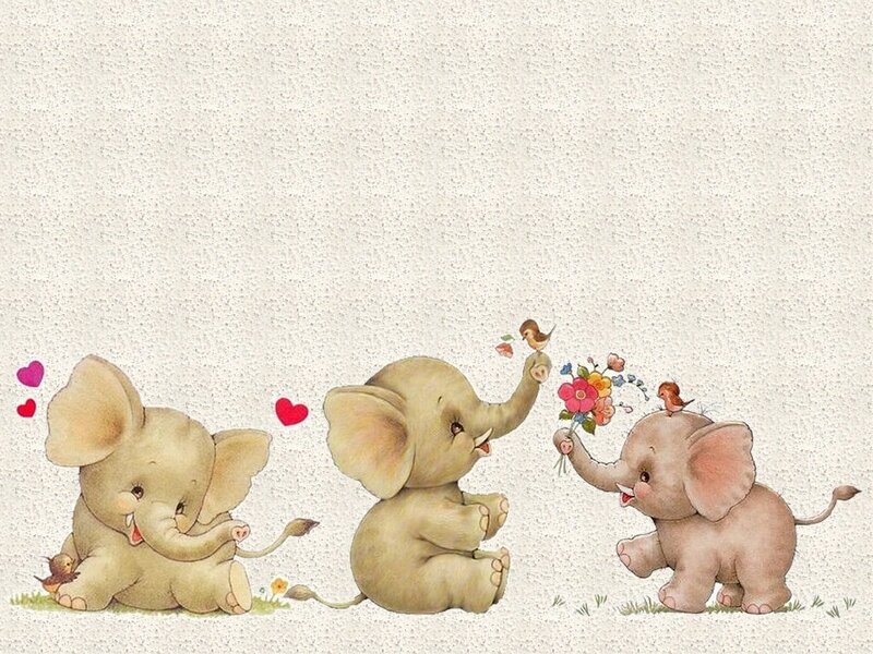 cute baby elephants with flowers